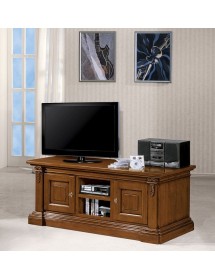 MOBILI 2G - Porta tv in legno 2 porte arte povera tinta noce 158x60X62