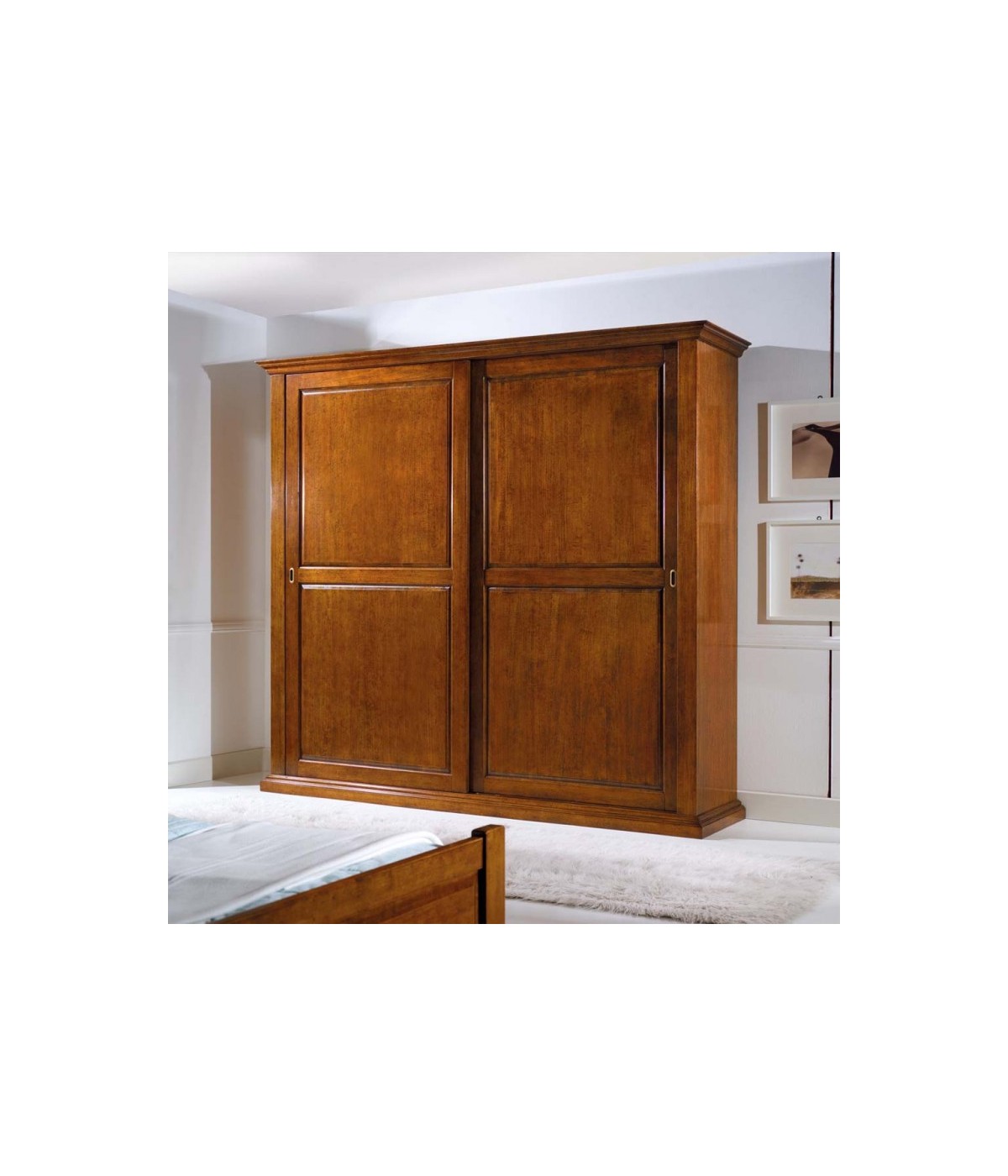 Mobili Con Porte Scorrevoli.Mobili 2g Armadio 2 Porte Scorrevoli In Legno Tinta Noce L 275 X P 66 H 254