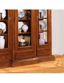 MOBILI 2G - VETRINA 3 PORTE 3 CASSETTI IN LEGNO L.179 x P.49 H.200