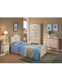 MOBILI 2G - COMO 4 CASSETTI BIANCO FILO BLU IN LEGNO