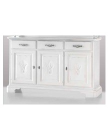 MOBILI 2G -  CREDENZA GREZZA 3 ANTE 3 CASSETTI CON INTARSIO L.163 P.49 H.98