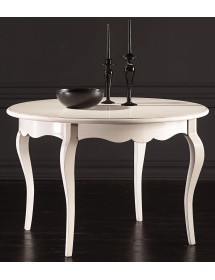 MOBILI 2G - TAVOLO ROTONDO BIANCO LACCATO SHABBY CLASSICO 120 H.78