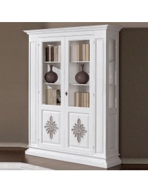 MOBILI 2G - VETRINA 2 PORTE SHABBY CHIC AZZURRO IN LEGNO L.145 x P.