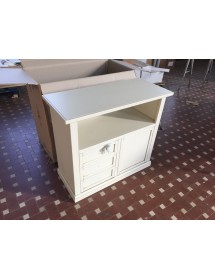 MOBILI 2G - PORTA TV 2 IN LEGNO SHABBY AVORIO PATINATO 84x40x81 vista laterale