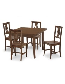 MOBILI 2G - Set tavolo 80X80 legno allungabile quadrato +4 sedie l