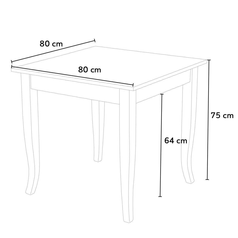 MOBILI 2G - Set tavolo legno 80x80 allungabile + 4 sedie legno Shab