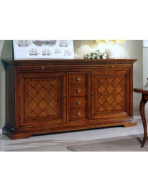 MOBILI 2G - MADIA CREDENZA 2 PORTE IN LEGNO TINTA NOCE L.210 P.53 H. 115