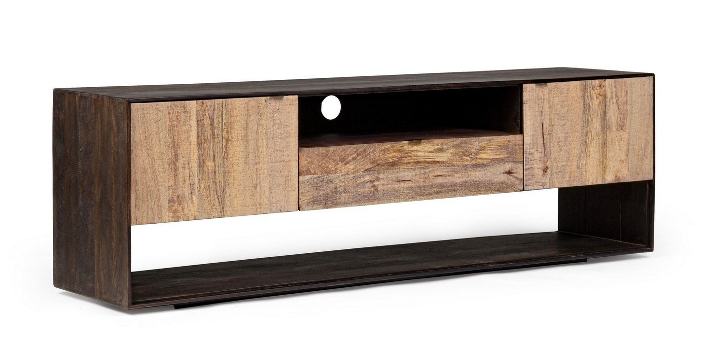 MOBILI 2G - PORTA TV INDUSTRIAL 2 ANTE 1 CASSETTO IN LEGNO L.160 P.