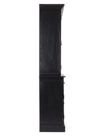 Mobile vetrina in stile shabby colore nero, con vano a giorno - outlet