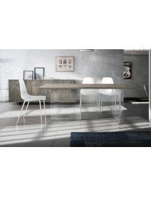 MOBILI 2G - TAVOLO FISSO IN ROVERE MASSELLO NODATO FINITURA BETON SPESSORE 4 CM. MISURA L.180 P.90 H.75