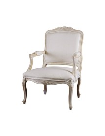 MOBILI 2G - POLTRONA IN LEGNO MASSELLO SHABBY IMBOTTITA COLORE BIANCO