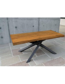 MOBILI 2G - TAVOLO BIG TABLE FISSO IN ROVERE MASSELLO NODATO SPESSORE 6 CM. MISURA L.180 P.90 H.76