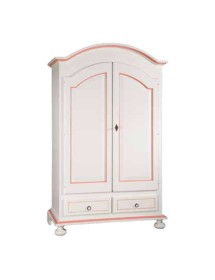 MOBILI 2G - ARMADIO 2 ANTE LEGNO SHABBY BIANCO E ROSA 125X61X200 VISTA FRONTALE