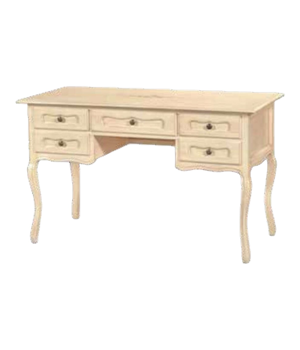 MOBILI 2G - SCRIVANIA IN LEGNO AVORIO PENNELLATO CON DECORI L.130 P.60 H.79