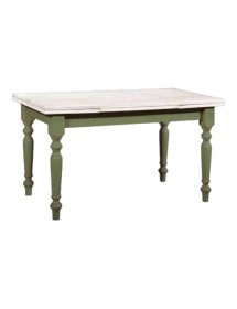 MOBILI 2G - TAVOLO ALLUNGABILE IN LEGNO LACCATO BICOLORE FINITURA CERATO BIANCO-VERDE MISURA L.160 P.85 H.85