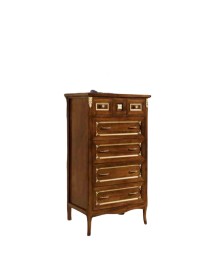 MOBILI 2G - CASSETTIERA CLASSICA IN LEGNO BASSANO E PROFILI ORO 79X50X144