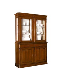 MOBILI 2G - CRISTALLIERA-BOISERIE IN LEGNO CON FREGI TINTA NOCE MISURA L.154 P.53 H.230