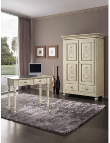 MOBILI 2G - Armadio 2 porte classico in legno avorio shabby 135x63x203