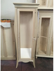 MOBILI 2G - VETRINA CLASSICA BOMBATA 1 PORTA DX IN LEGNO GREZZO L.71 P.48 H.204