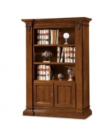 MOBILI 2G - LIBRERIA CLASSICA 2 PORTE 2 RIPIANI IN LEGNO GREZZO L.1