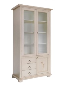 MOBILI 2G - VETRINA LIBRERIA CLASSICA 3 PORTE 3 LEGNO AVORIO 90X41X189