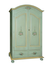 MOBILI 2G -  Armadio Classico 2 Ante Shabby legno verde con decori 125x61x200