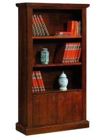 MOBILI 2G - LIBRERIA 2 PORTE ARTE POVERA IN LEGNO TINTA NOCE 105x40x185