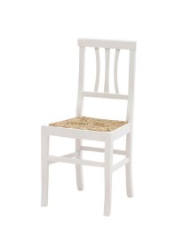 MOBILI 2G -  SET 2 SEDIE LEGNO SEDUTA PAGLIA BIANCO SHABBY CHIC