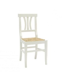 MOBILI 2G -  SET 2 SEDIE LEGNO SEDUTA PAGLIA BIANCO SHABBY CHIC