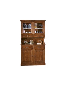 MOBILI 2G - Cristalliera in legno massello 4 porte 6 cassetti  arte povera l.120 p.51 h.211