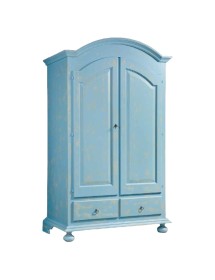 MOBILI 2G - ARMADIO 2 PORTE SHABBY LEGNO AZZURRO CONSUMATO 125X61X200