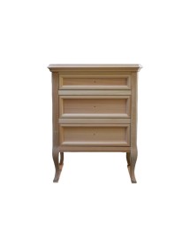 MOBILI 2G - COMODINO CLASSICO 3 CASSETTI IN LEGNO GREZZO L.55 P.36 H.70