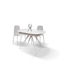 Mobili 2G - Tavolo moderno allungabile piano ceramica effetto marmo 120x90x78
