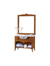 MOBILI 2G - MOBILE BAGNO 108 CM IN LEGNO LAVABO 2 CASSETTI E SPECCHIO