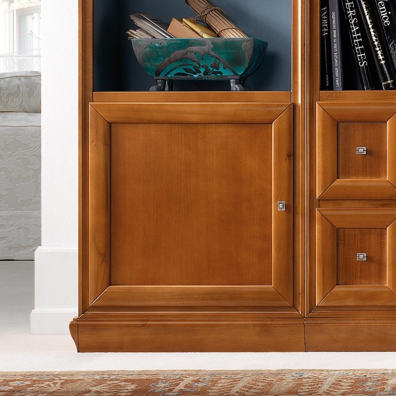 MOBILI 2G - LIBRERIA 2 PORTE SCORREVOLI CLASSICA IN LEGNO 250X45X224