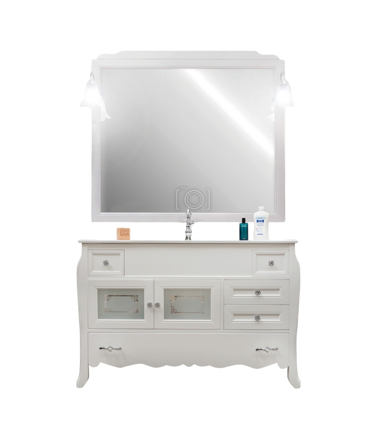 MOBILI 2G - MADIA CREDENZA IN LEGNO SHABBY CHIC 3 ANTE BIANCO INVEC