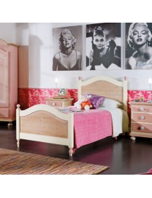 MOBILI 2G - CAMERETTA DA LETTO SINGOLO LEGNO MASSELLO COLORE ROSA