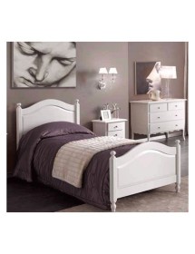 MOBILI 2G - LETTO SINGOLO CLASSICO SHABBY BIANCO 100x212x112