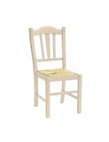 MOBILI 2G - Set 2 sedie country legno beige seduta paglia 43x48x95 vista frontale