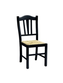 MOBILI 2G - Set 2 sedie country legno nero seduta paglia 43x48x95 vista frontale