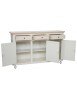 MOBILI 2G - MADIA CREDENZA NAPOLETANA 3 PORTE BIANCO DECORI  L.150 P.43 H.98 vista frontale apertura cassetti e porte