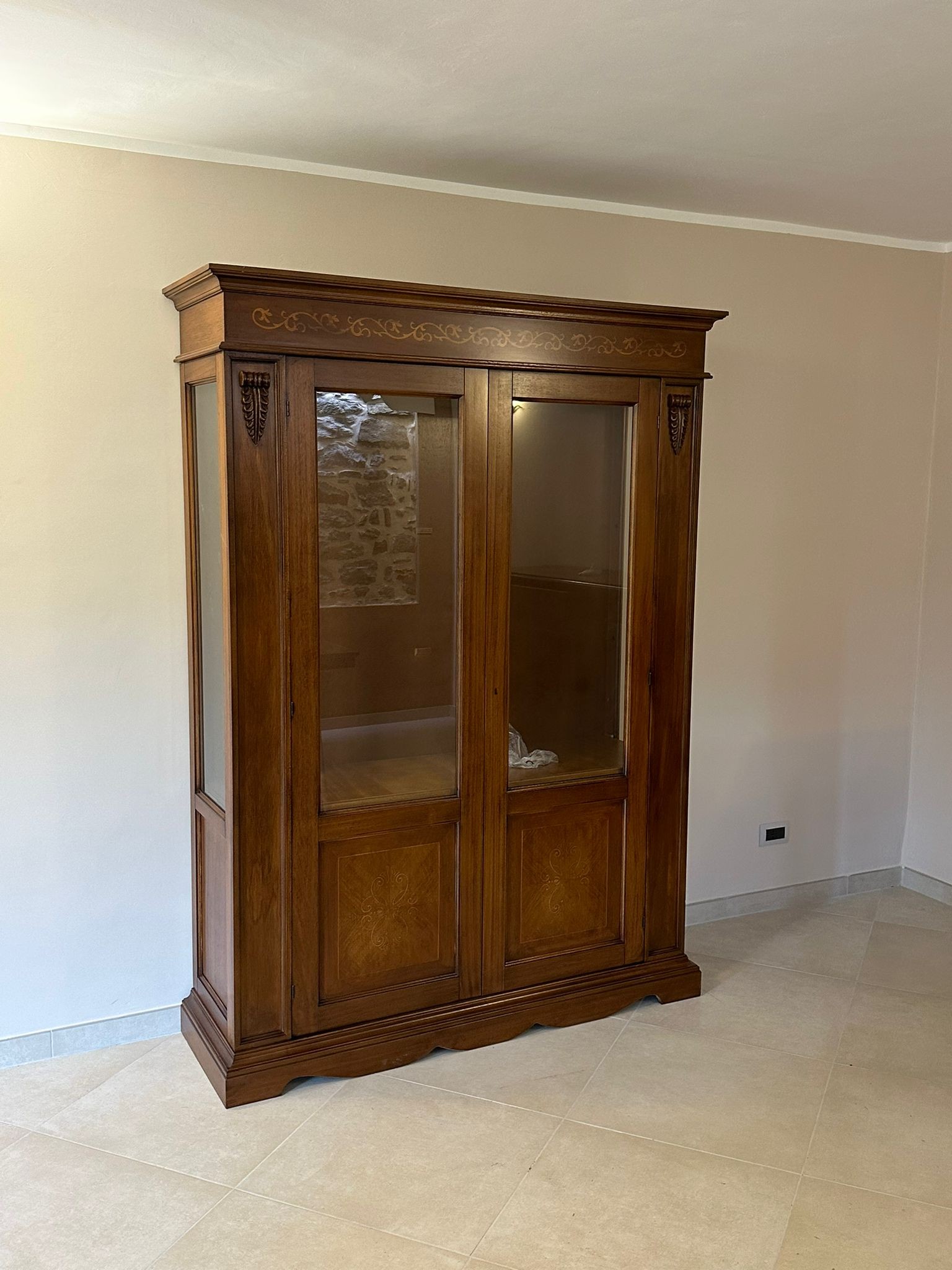 MOBILI 2G - VETRINA IN LEGNO ARTE POVERA 2 ANTE BASSANO L 155 cm x