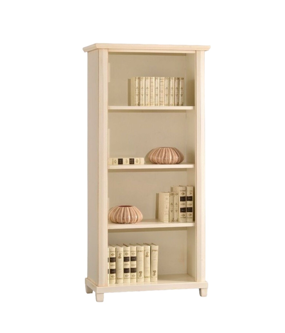 MOBILI 2G - LIBRERIA ARTE POVERA LEGNO 4 RIPIANI AVORIO 87X40X189 vista frontale