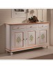 MOBILI 2G - MADIA CREDENZA NAPOLETANA 3 PORTE BIANCO DECORI  L.150 P.43 H.98 vista frontale