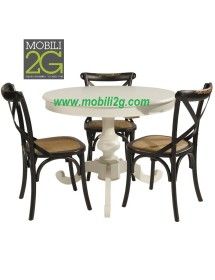 MOBILI 2G - SET 2 Sedie Cross Bistrot  vintage Nero in Olmo seduta rivestita naturale vista frontale