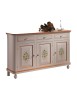 MOBILI 2G - MADIA CREDENZA NAPOLETANA 3 PORTE BIANCO DECORI  L.150 P.43 H.98 vista frontale