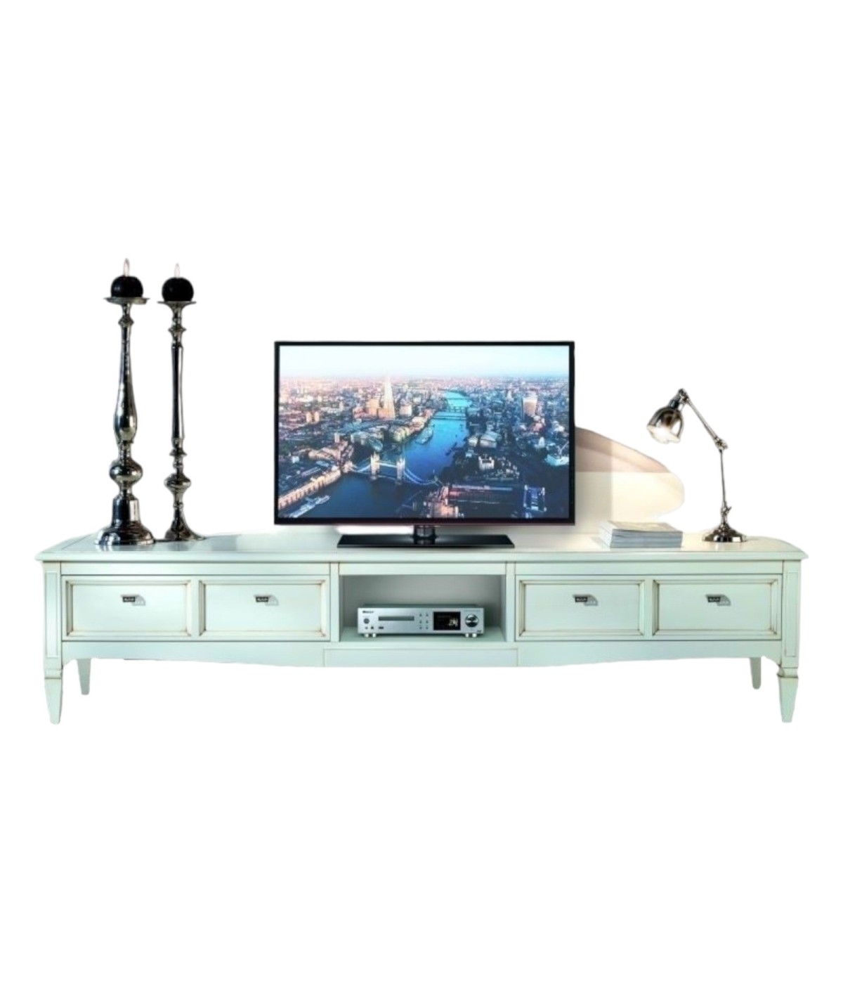 Mobiletto porta tv in stile Shabby con 1 vano a giorno e 2 ante