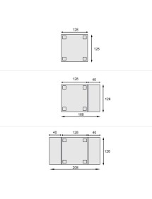 MOBILI 2G - Tavolo quadrato allungabile classico intarsio fontana bassano 128X128x80 vista frontale misure