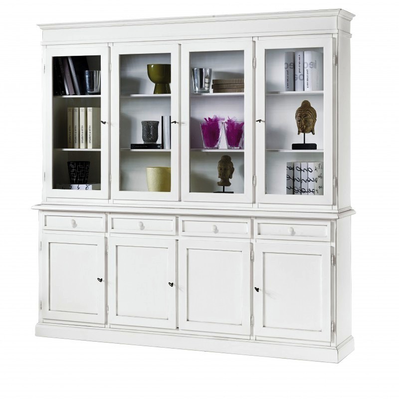 MOBILI 2G - MADIA CREDENZA IN LEGNO SHABBY CHIC 3 ANTE BIANCO INVEC