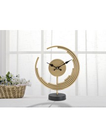 Orologio da Tavolo Moon 25x10x30 cm in Ferro Oro e Nero